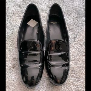 YSL Black Patent Smoking Slipper